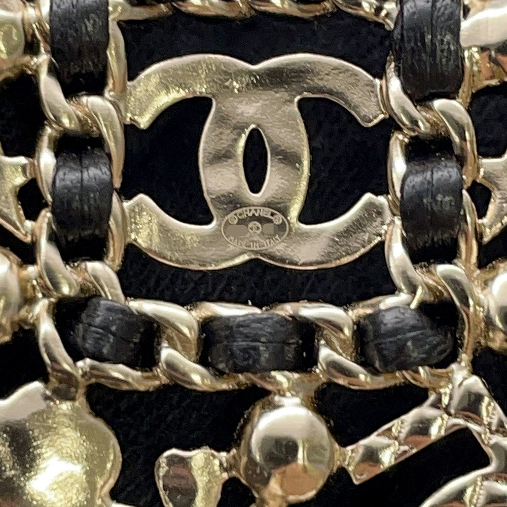 CHANEL Perfume motif brooch Gold Plated Leather
