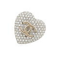 CHANEL CC Logo Heart BroochAB3644-B02818-N6656 Gold Plated Rhinestone