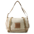 CHANEL Vintage Shoulder Bag Ivory/Beige/Brown Canvas Leather