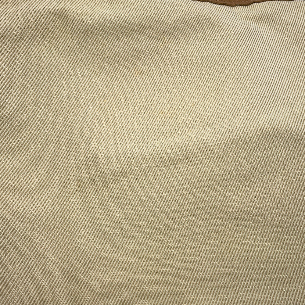 CHANEL Vintage Shoulder Bag Ivory/Beige/Brown Canvas Leather