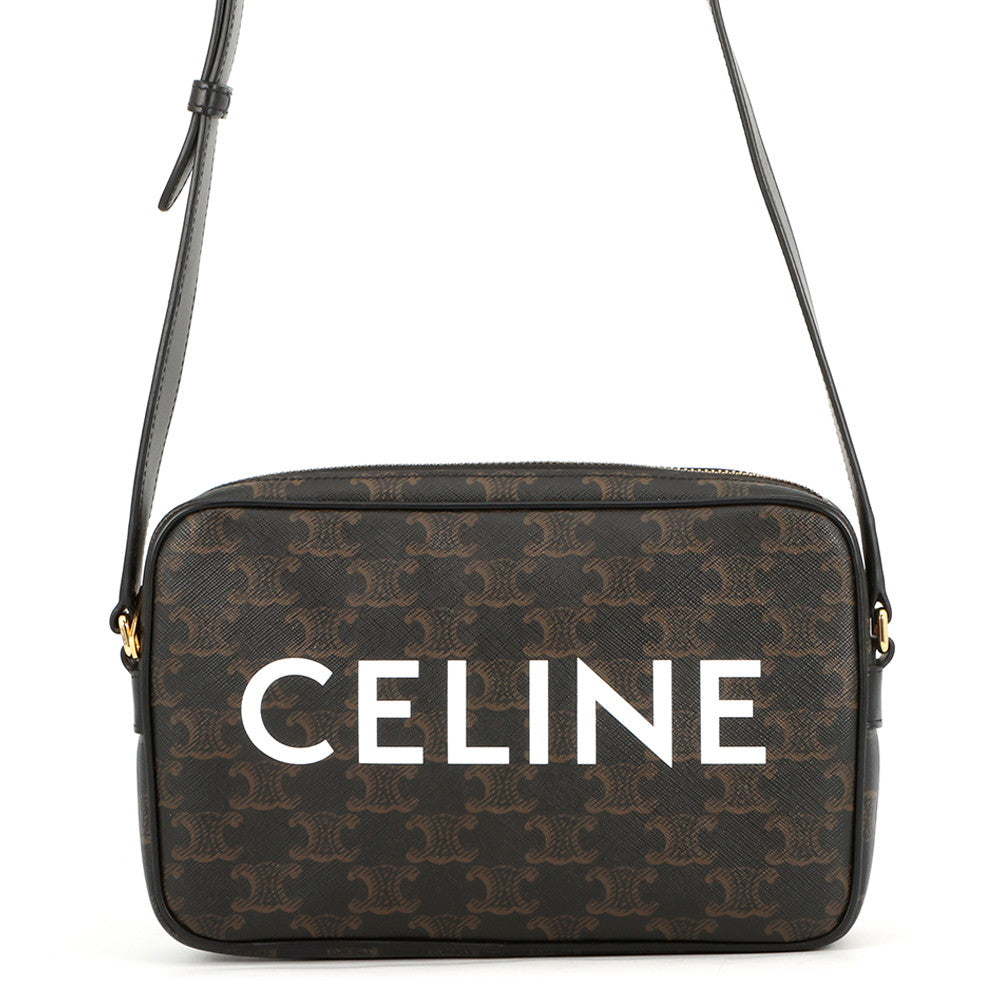 CELINE Triomphe Medium Messenger Bag Black/Brown194502CIM.38NO PVC Leather