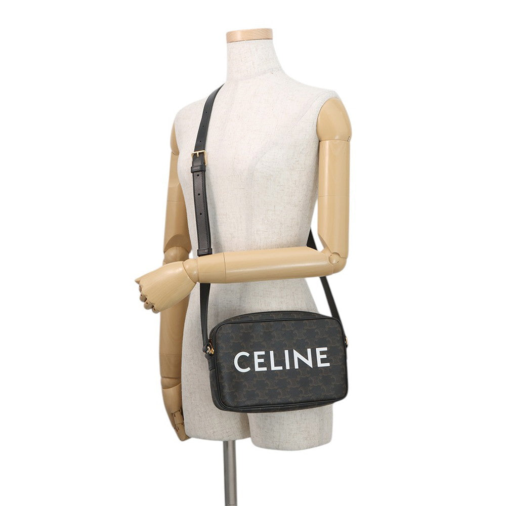 CELINE Triomphe Medium Messenger Bag Black/Brown194502CIM.38NO PVC Leather