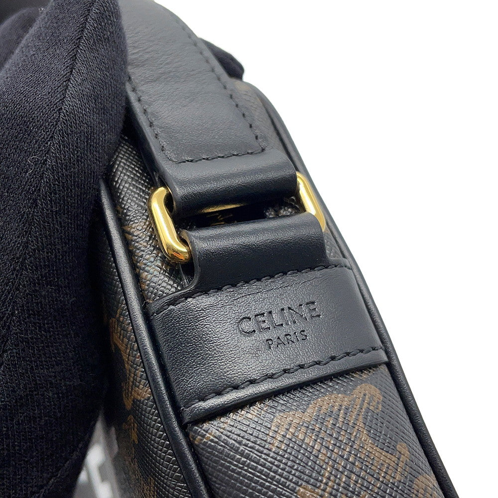 CELINE Triomphe Medium Messenger Bag Black/Brown194502CIM.38NO PVC Leather