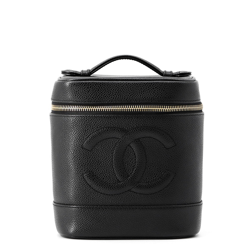 CHANEL CC Logo vanity bag BlackA01998 Caviar Leather
