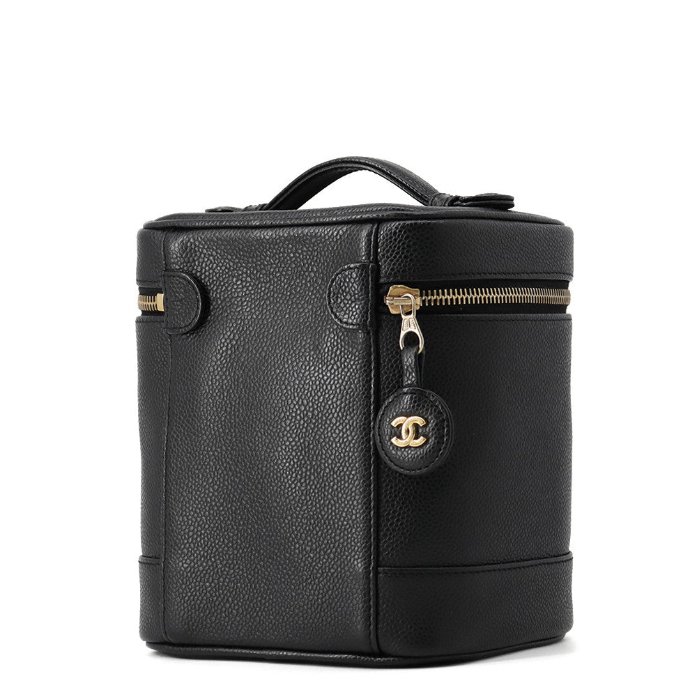 CHANEL CC Logo vanity bag BlackA01998 Caviar Leather