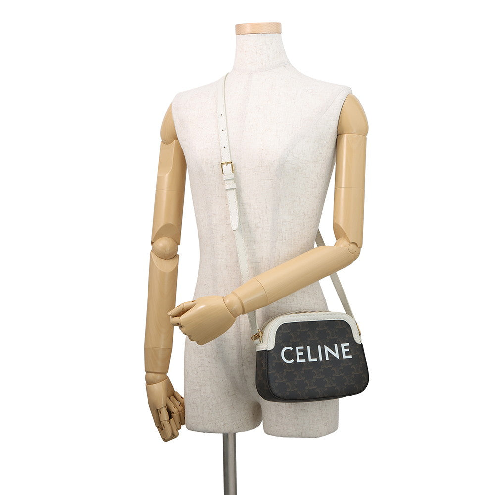 CELINE Triomphe Camera Bag Brown/White191522 PVC Leather