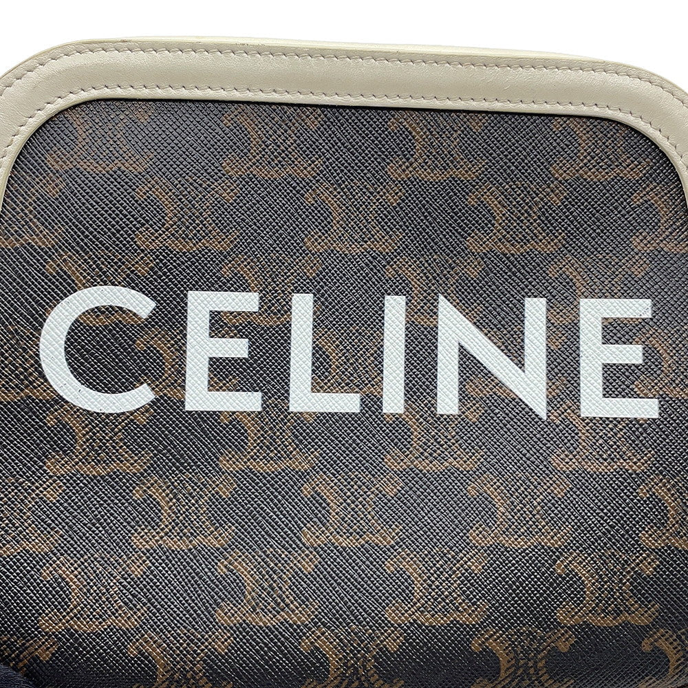 CELINE Triomphe Camera Bag Brown/White191522 PVC Leather