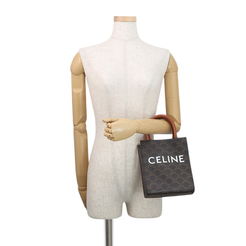 CELINE Triomphe Mini Vertical Cabas 2WAY Bag Tan194372 PVC Leather