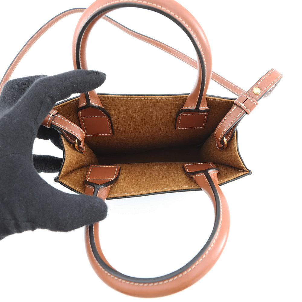 CELINE Triomphe Mini Vertical Cabas 2WAY Bag Tan194372 PVC Leather