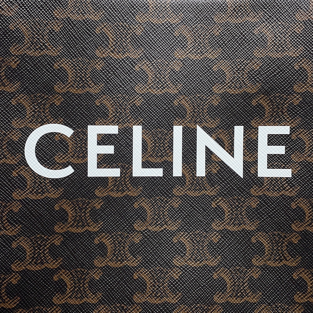 CELINE Triomphe Mini Vertical Cabas 2WAY Bag Tan194372 PVC Leather