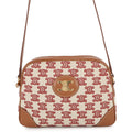 CELINE Shoulder Bag White/Brown/Red194332CS8 Canvas Leather