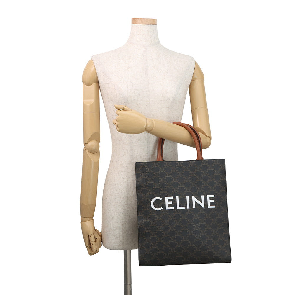 CELINE Vertical Cabas 2WAY Bag Tan191542 PVC Leather Size Small