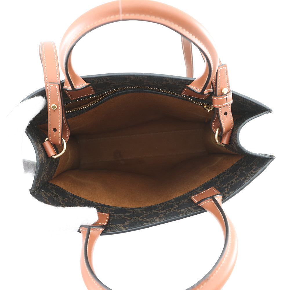CELINE Vertical Cabas 2WAY Bag Tan191542 PVC Leather Size Small
