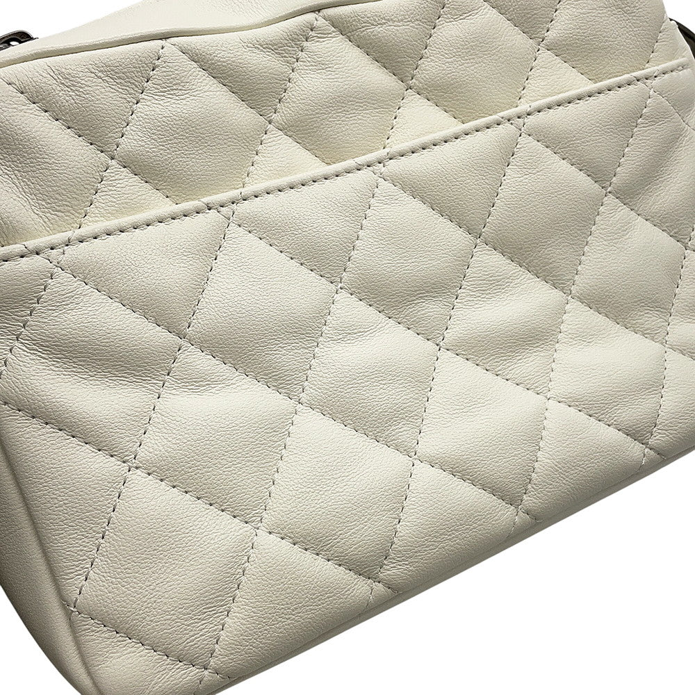 CHANEL Matelasse Camera Shoulder Bag WhiteAS2923 Lambskin Size Small