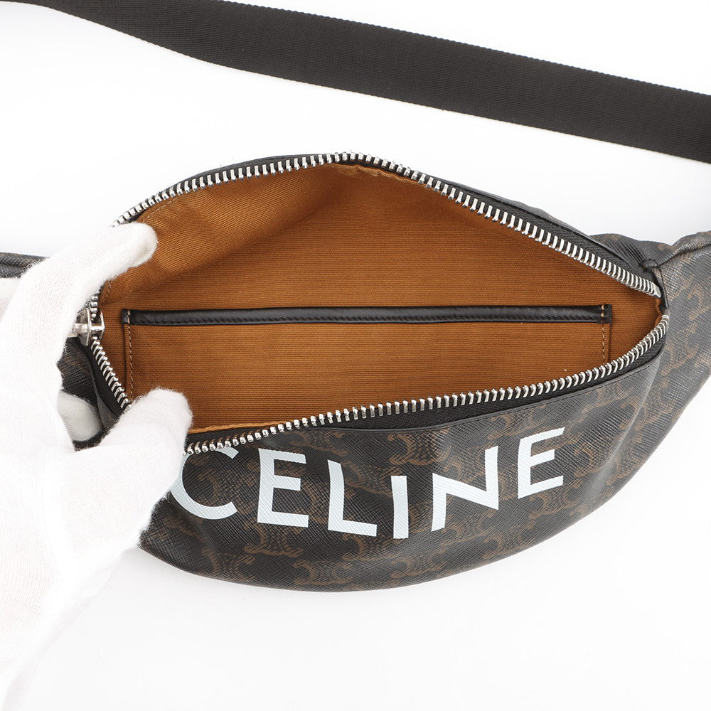 CELINE Triomphe Logo Crossbody Bag Brown/Black195972 PVC