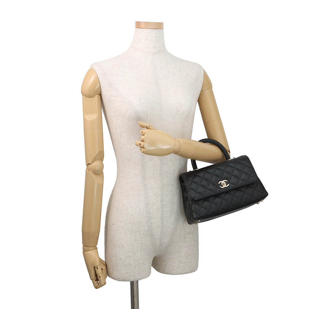 CHANEL Coco Handle 2WAYHandbag BlackA92990 Caviar Leather Size XS