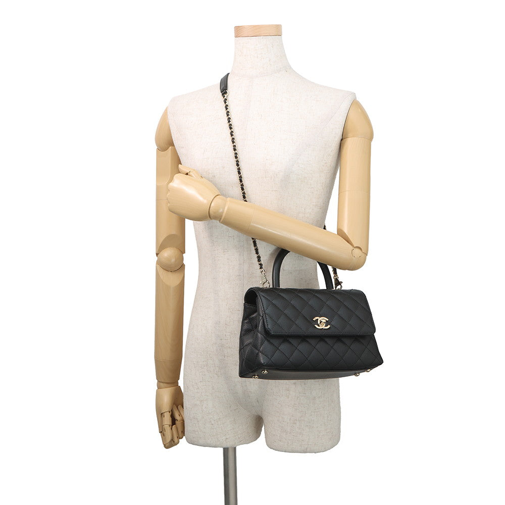 CHANEL Coco Handle 2WAYHandbag BlackA92990 Caviar Leather Size XS