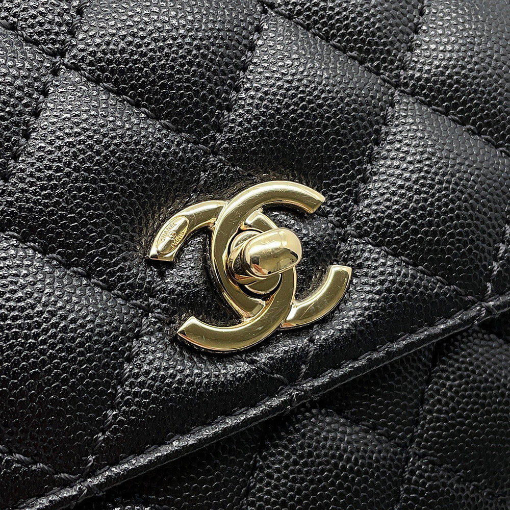 CHANEL Coco Handle 2WAYHandbag BlackA92990 Caviar Leather Size XS