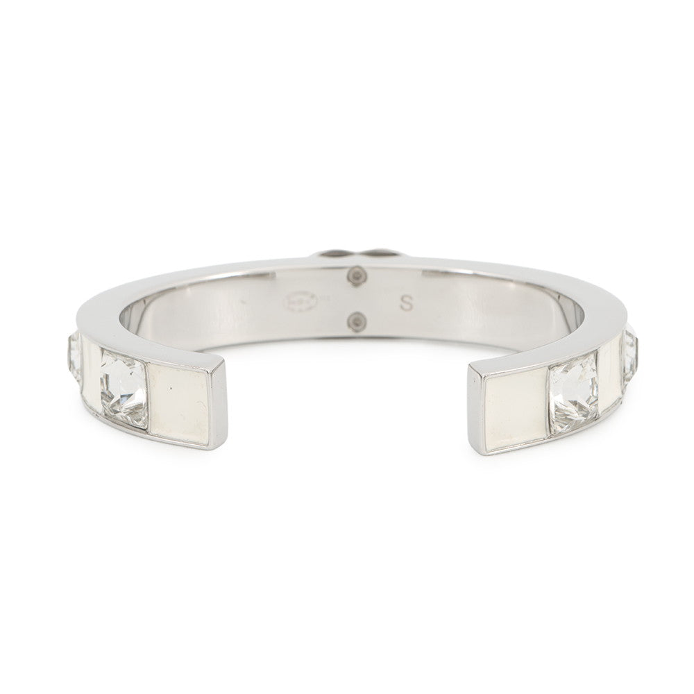 CHANEL CC Logo Bracelet Size S White/SilverABE820-B19204-NACVH Metal strass