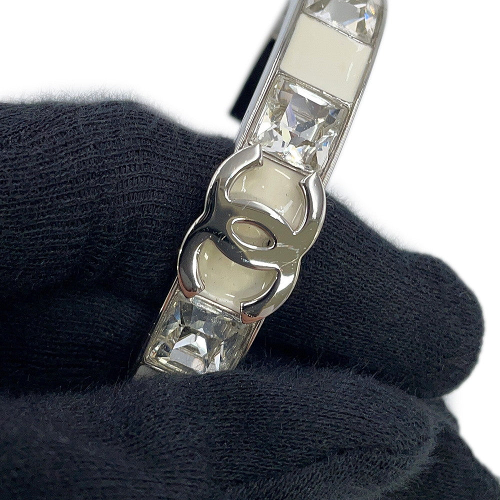 CHANEL CC Logo Bracelet Size S White/SilverABE820-B19204-NACVH Metal strass