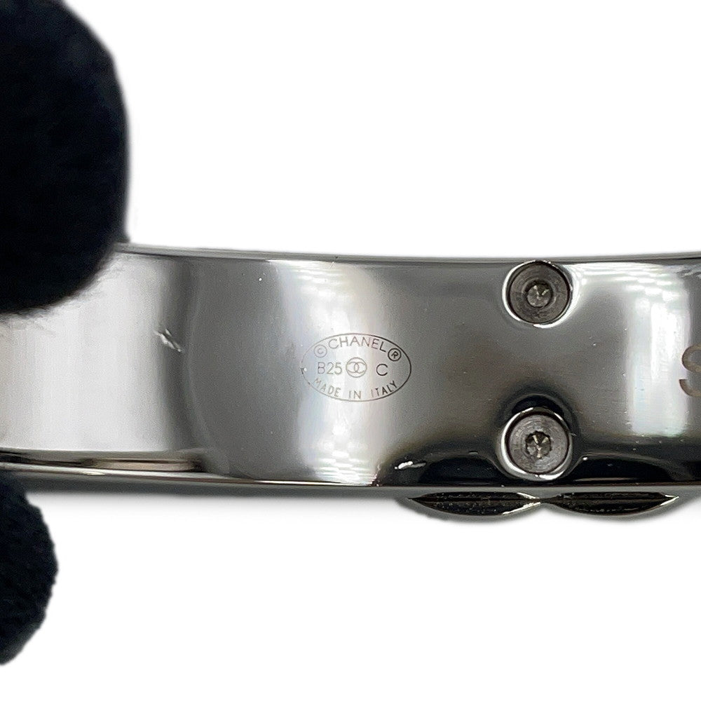 CHANEL CC Logo Bracelet Size S White/SilverABE820-B19204-NACVH Metal strass