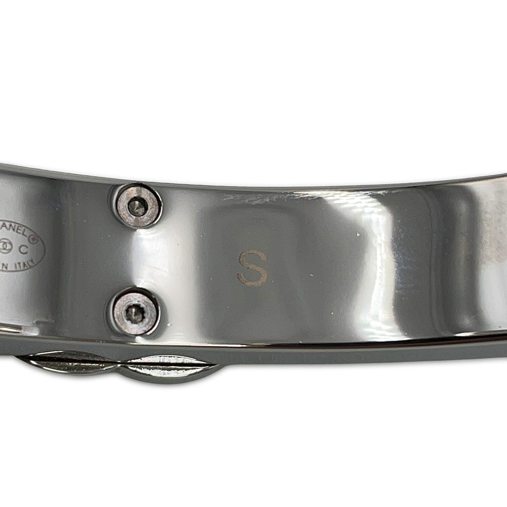 CHANEL CC Logo Bracelet Size S White/SilverABE820-B19204-NACVH Metal strass
