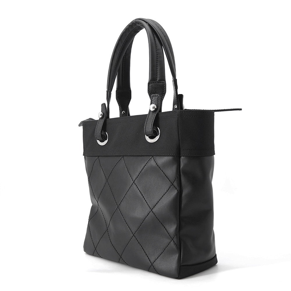 CHANEL Paris-Biarritz Tote BlackA34208 Leather Canvas Size PM