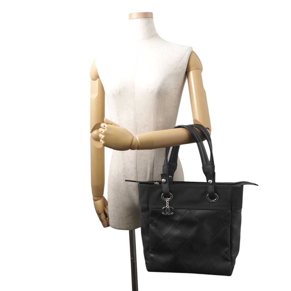 CHANEL Paris-Biarritz Tote BlackA34208 Leather Canvas Size PM