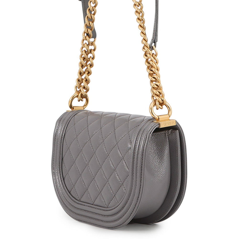 CHANEL Boy Chanel ChainShoulder Bag GrayAS3350 Caviar Leather Size Small