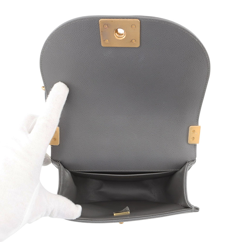 CHANEL Boy Chanel ChainShoulder Bag GrayAS3350 Caviar Leather Size Small