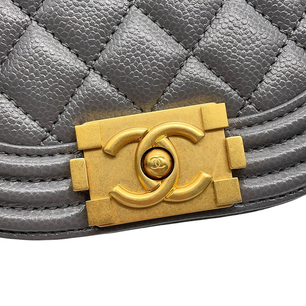 CHANEL Boy Chanel ChainShoulder Bag GrayAS3350 Caviar Leather Size Small
