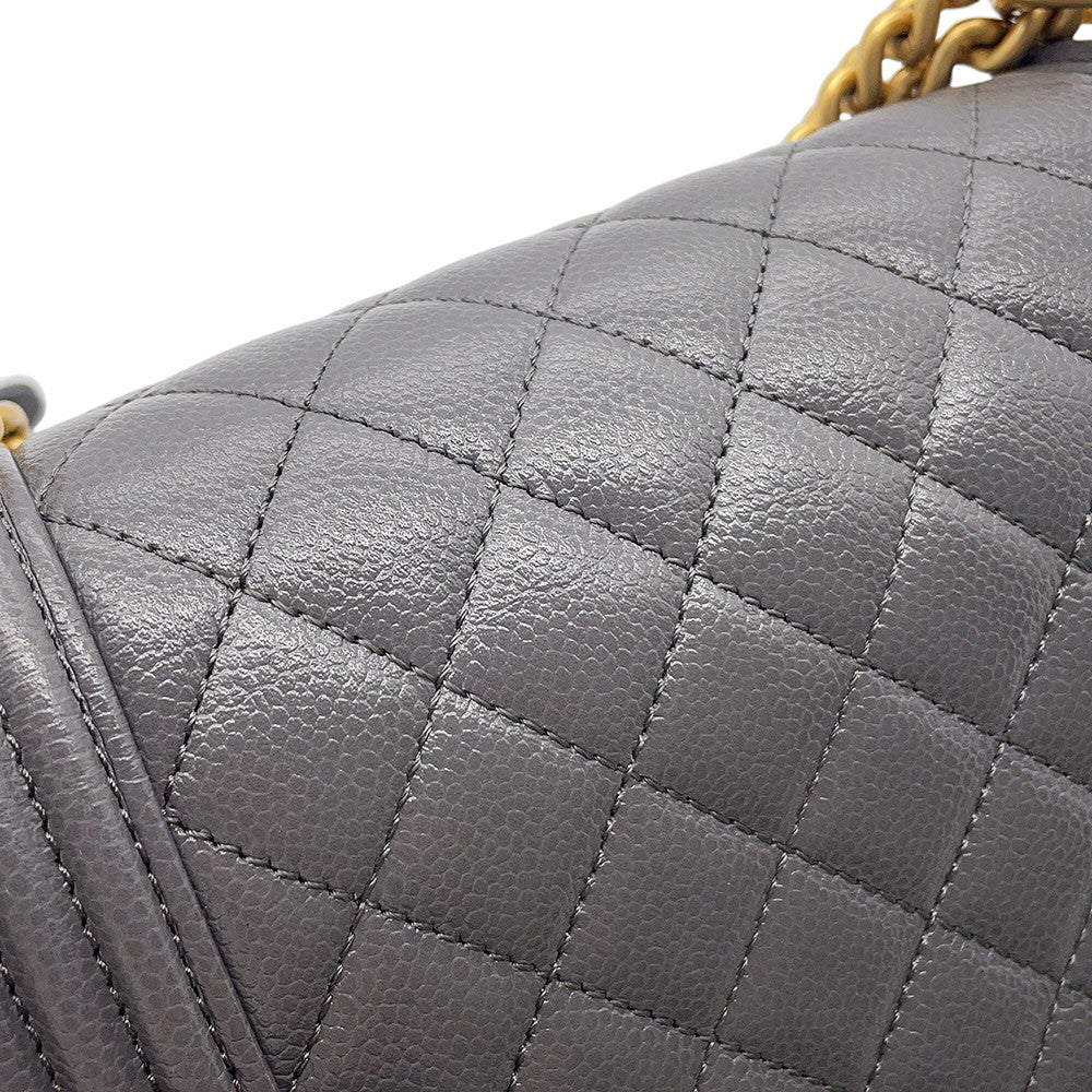 CHANEL Boy Chanel ChainShoulder Bag GrayAS3350 Caviar Leather Size Small