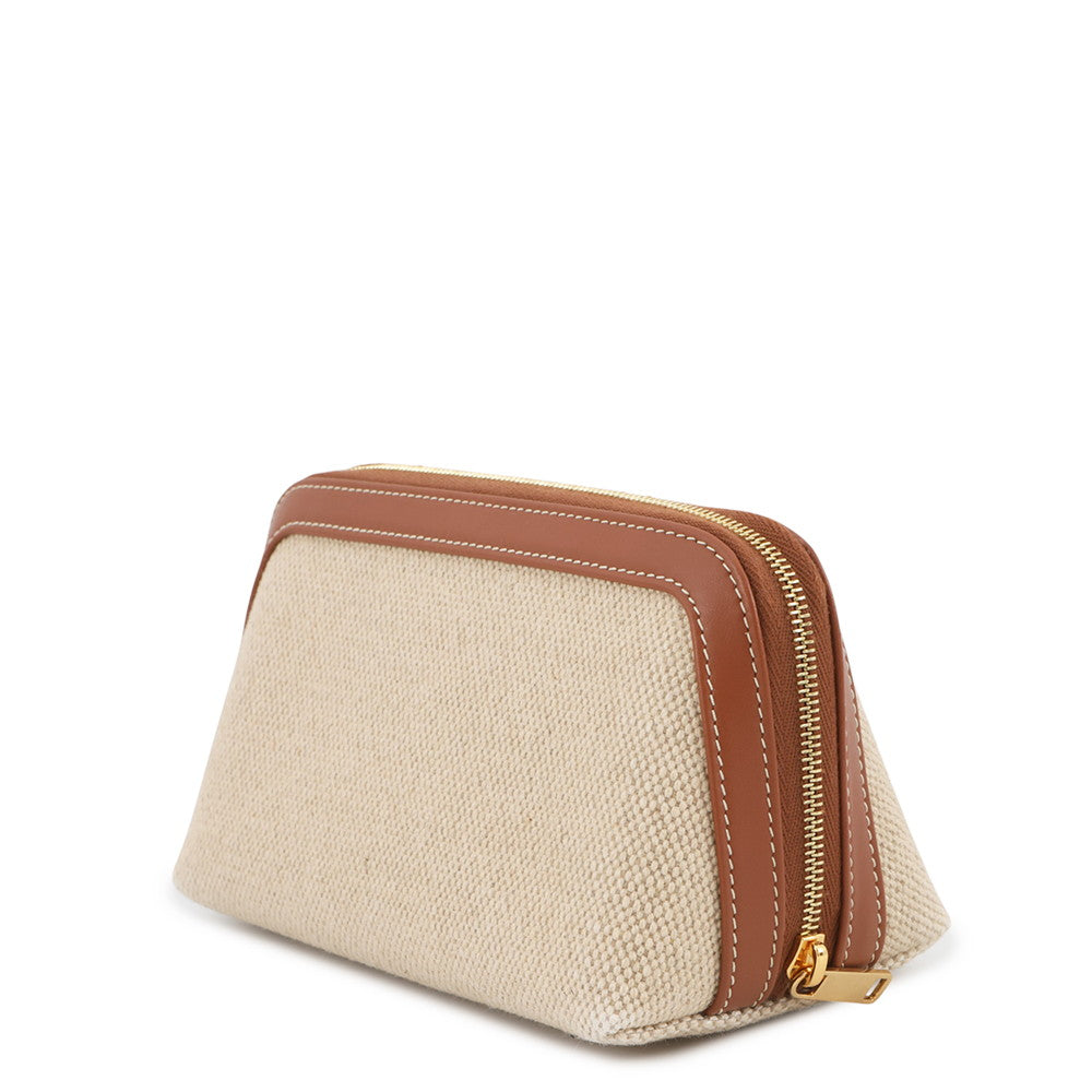 CELINE Triomphe Pouch Natural/Tan Canvas Leather