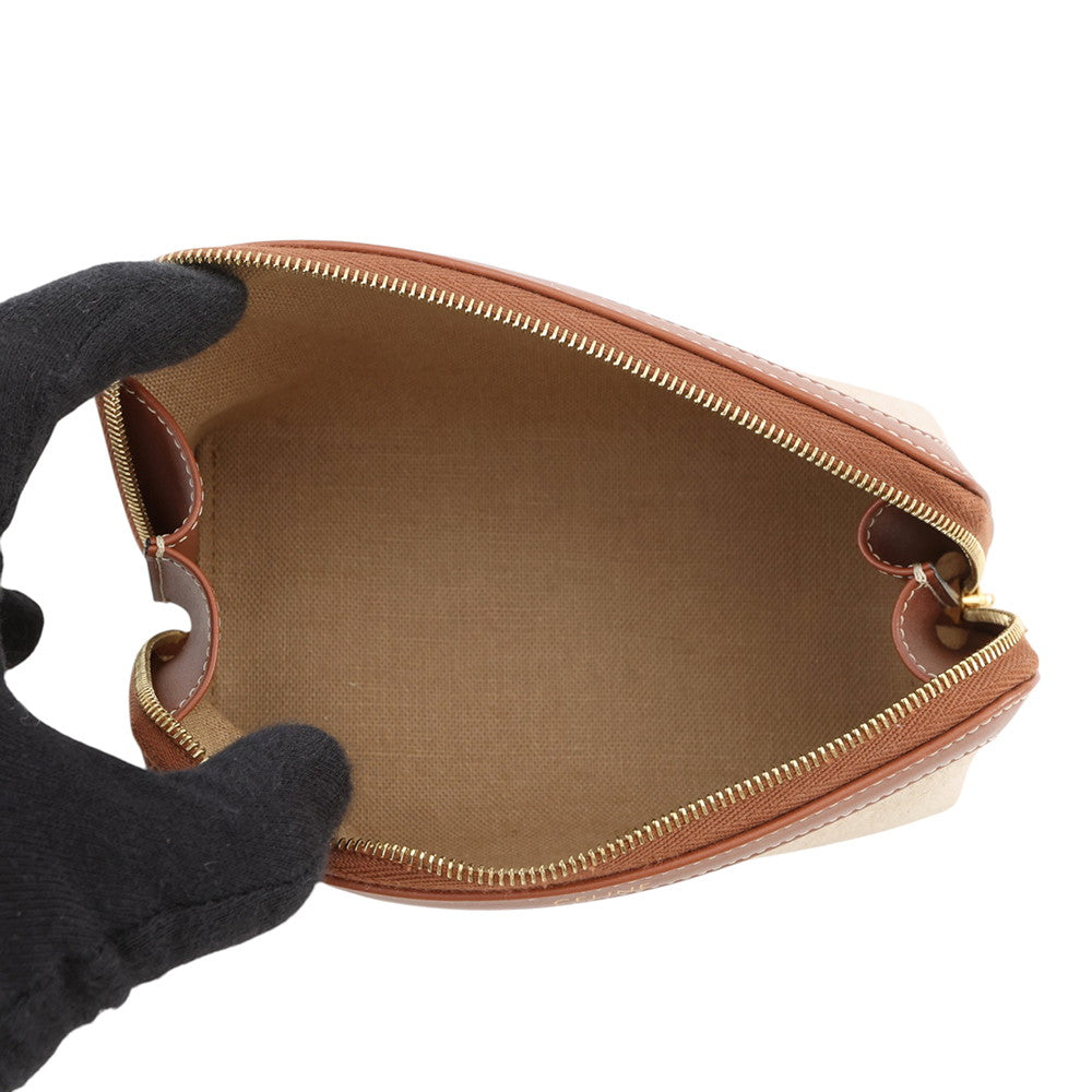 CELINE Triomphe Pouch Natural/Tan Canvas Leather