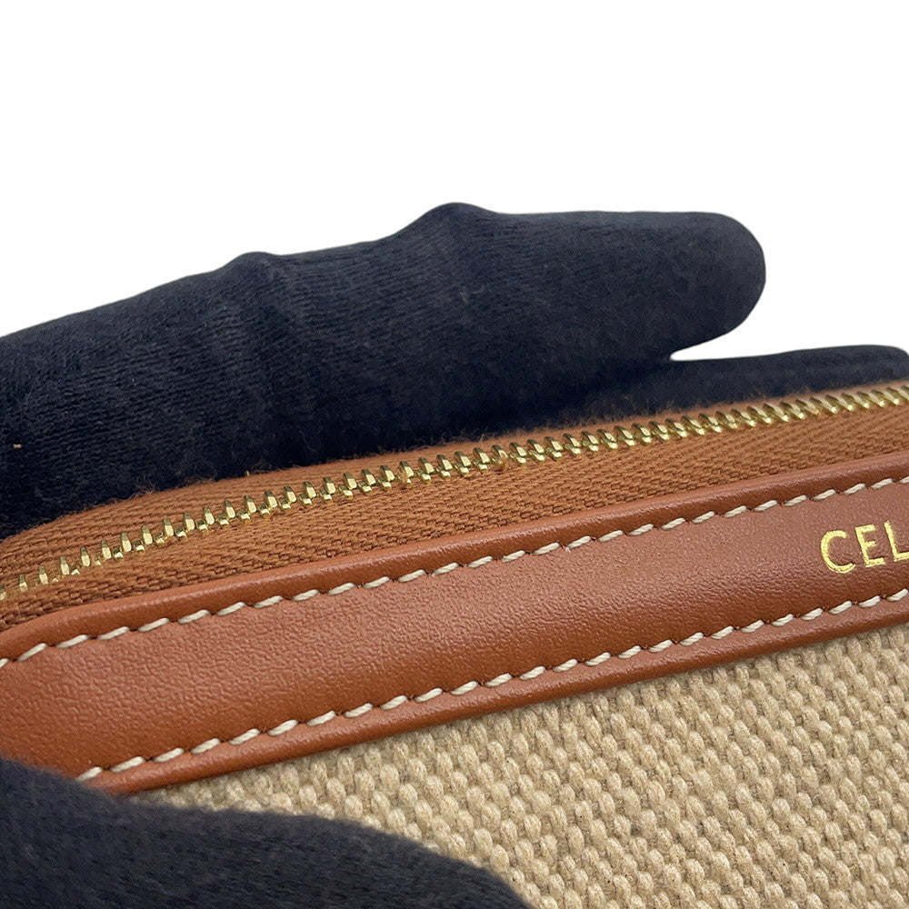 CELINE Triomphe Pouch Natural/Tan Canvas Leather