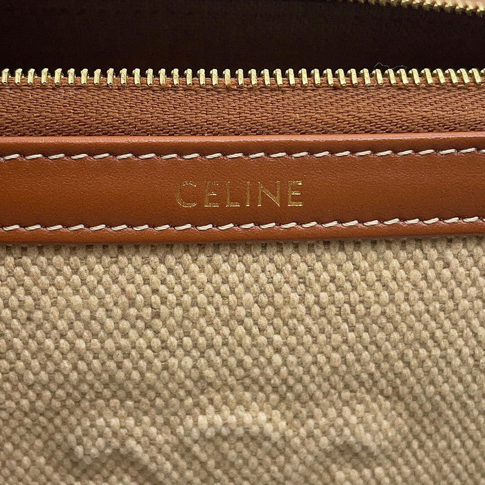 CELINE Triomphe Pouch Natural/Tan Canvas Leather