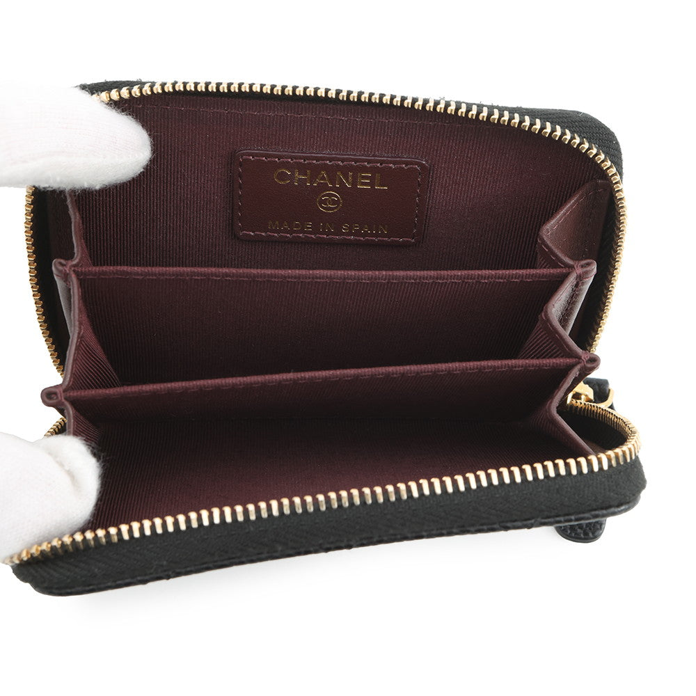 CHANEL Matelassé Classic Zip Coin Purse BlackAP0216-Y01864-C3906 Caviar Leather