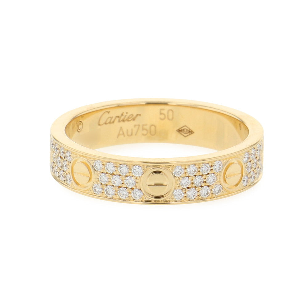 CARTIER Love Ring Small Model Pave Size 50/#10 SmallB4083350/B4083300 18K Yellow Gold