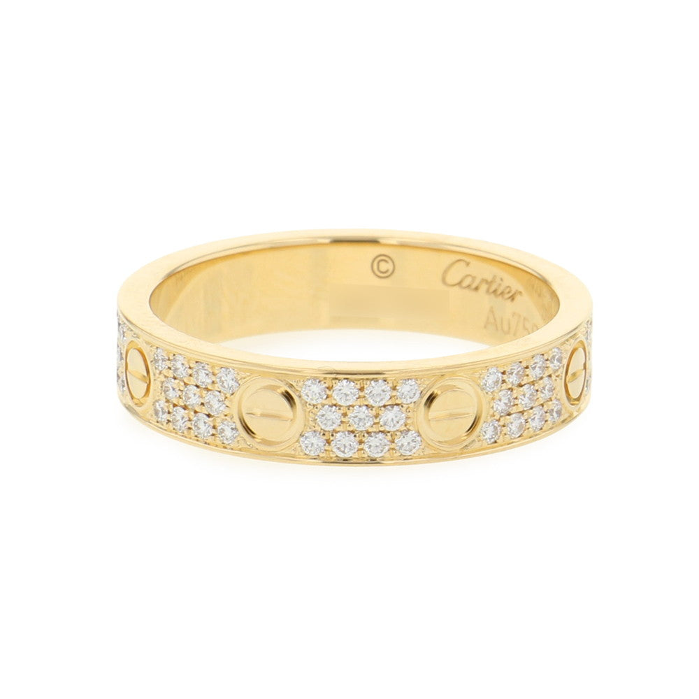 CARTIER Love Ring Small Model Pave Size 50/#10 SmallB4083350/B4083300 18K Yellow Gold