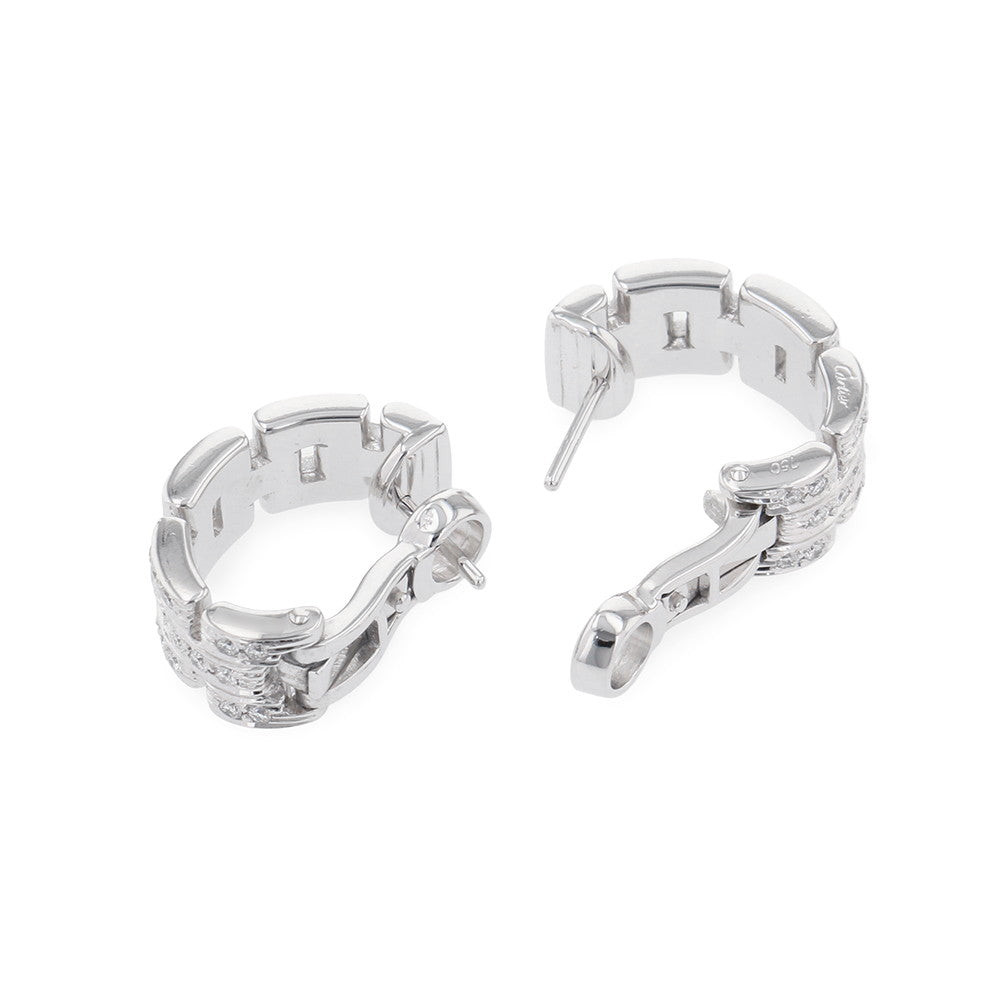 CARTIER Maillon PANTHERE Earring PaveB8032600 18K White Gold
