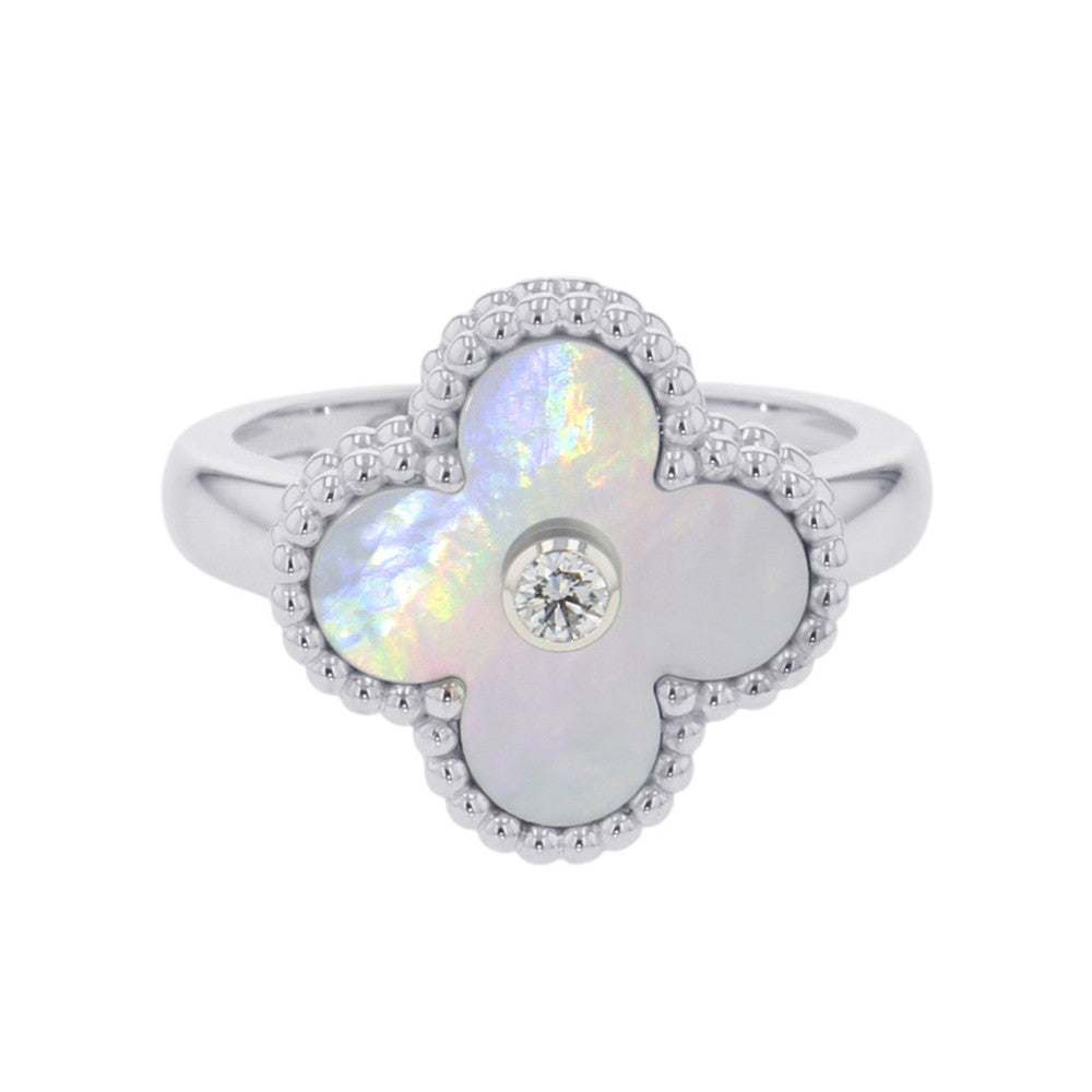 Van Cleef & Arpels Vintage Alhambra Ring Size 51/#11VCARF48951/VCARF48900 18K White Gold