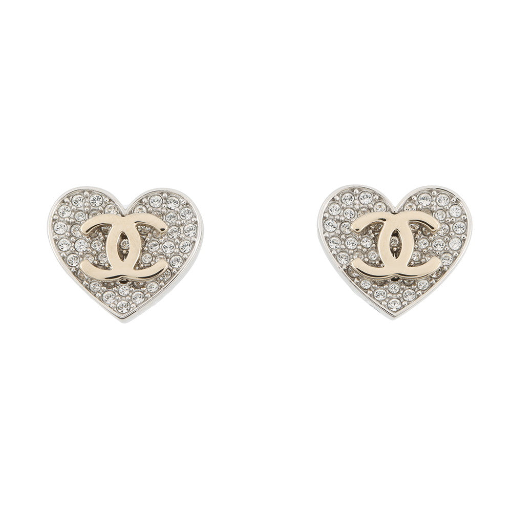 CHANEL CC Logo Heart EarringsABH084-B23473-U7518 Metal Rhinestone