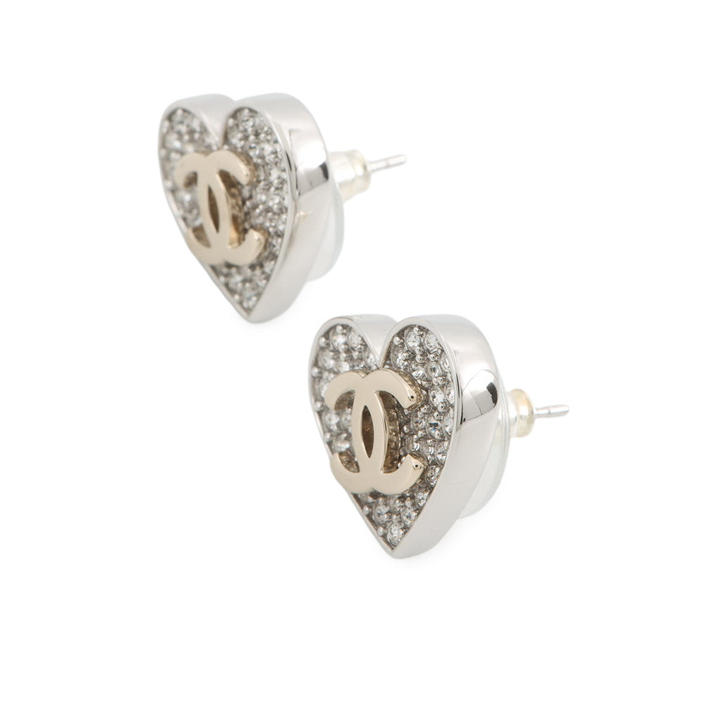CHANEL CC Logo Heart EarringsABH084-B23473-U7518 Metal Rhinestone