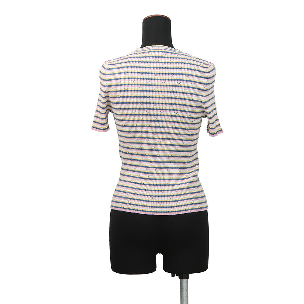 CHANEL CHANEL logo short-sleeved knit Size 38 Pink/MulticolorP79242 70% Cotton, 30% Paper