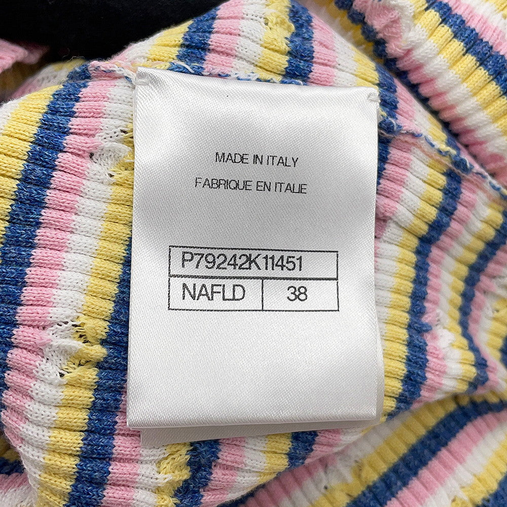 CHANEL CHANEL logo short-sleeved knit Size 38 Pink/MulticolorP79242 70% Cotton, 30% Paper