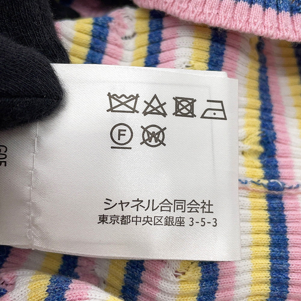 CHANEL CHANEL logo short-sleeved knit Size 38 Pink/MulticolorP79242 70% Cotton, 30% Paper