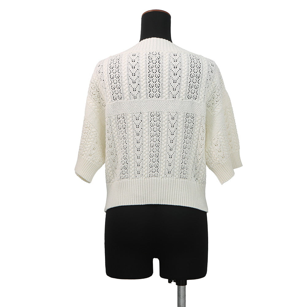 CHANEL Coco Beach Short-Sleeve Knit Size 36 WhiteP76924 Cotton100%