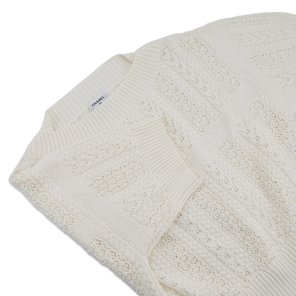 CHANEL Coco Beach Short-Sleeve Knit Size 36 WhiteP76924 Cotton100%