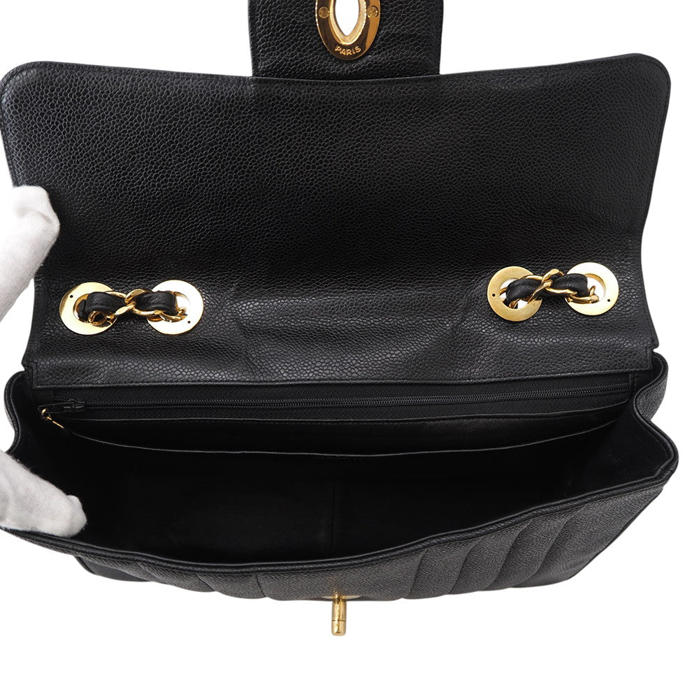 CHANEL Mademoiselle Chain Shoulder Bag Black Caviar Leather