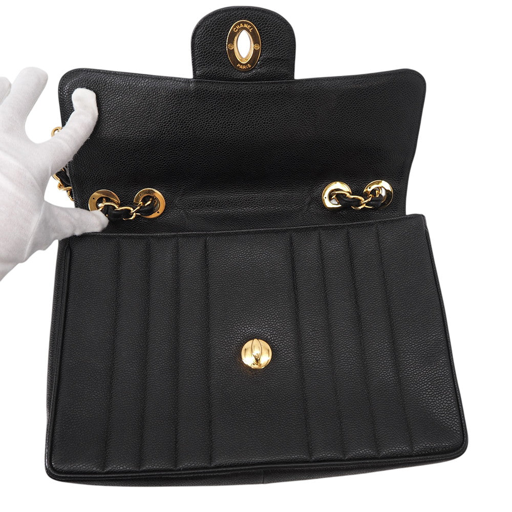CHANEL Mademoiselle Chain Shoulder Bag Black Caviar Leather